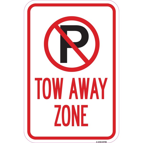 Signmission Tow Away Zone Within Pin Symbol, Heavy-Gauge Aluminum, 12" x 18", A-1218-24706 A-1218-24706 - main